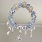 Light Luxury Blue Glass Crystal Beaded Bracelets for Women Chic Butterfly Model 01