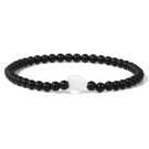 Heart White Shell Bracelet For Women Men 4MM Beads Natural Stone Bracelet Model Matte Black Glass
