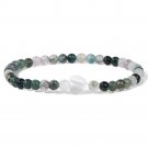 Heart White Shell Bracelet For Women Men 4MM Beads Natural Stone Bracelet Model Moss Agate Heart White Shell Bracelet For Women Men 4MM Beads Natural Stone Bracelet Model Moss Agate