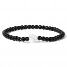 Heart White Shell Bracelet For Women Men 4MM Beads Natural Stone Bracelet Model Black Glass