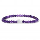 Heart White Shell Bracelet For Women Men 4MM Beads Natural Stone Bracelet Model Amethyst