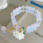 Korean Charm Crystal White Floral Leaf Bracelet Colorful Glass Beaded Lily Model BR24Y00964