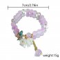 Korean Charm Crystal White Floral Leaf Bracelet Colorful Glass Beaded Lily Model BR24Y00964