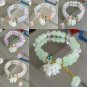 Korean Charm Crystal White Floral Leaf Bracelet Colorful Glass Beaded Lily Model BR24Y00962