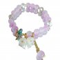 Korean Charm Crystal White Floral Leaf Bracelet Colorful Glass Beaded Lily Model BR24Y00962