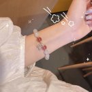 Korean White Moonlight Stone  Crystal Bracelet for Women Girls Luxury Imitation Model Red