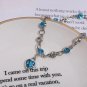 Women Silver Color Lucky Bracelet Female Blue Crystal Heart Charm Pulseras Model Blue