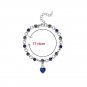 Women Silver Color Lucky Bracelet Female Blue Crystal Heart Charm Pulseras Model Blue