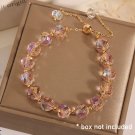 Crystal Woven Female Bracelet New Fashion Shiny Crystal Stone Beads Elasticity Model Pink