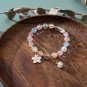 Korean Sweet Cute Flowers Pendant Beaded Bracelet For Women Green Crystal Glass Model BR24Y0252