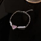 Stainless Steel Rhinestone Bracelets For Women 2023 Silver Color Letter D Model SL0073