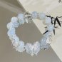 Korean Pink Crystal Flowers Butterfly Pendant Beaded Bracelet For Women Sweet Model Style R