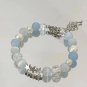 Korean Pink Crystal Flowers Butterfly Pendant Beaded Bracelet For Women Sweet Model Style U