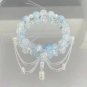 Korean Pink Crystal Flowers Butterfly Pendant Beaded Bracelet For Women Sweet Model Style L