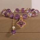 ZAKOL Exquisite Purple Crystal Beads Zircon Charm Bracelet for Women Girls Cute Model Style A