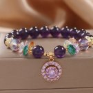 ZAKOL Exquisite Purple Crystal Beads Zircon Charm Bracelet for Women Girls Cute Model Style G