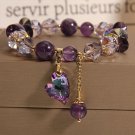 ZAKOL Exquisite Purple Crystal Beads Zircon Charm Bracelet for Women Girls Cute Model Style E