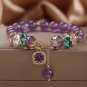 ZAKOL Exquisite Purple Crystal Beads Zircon Charm Bracelet for Women Girls Cute Model Style E