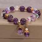 ZAKOL Exquisite Purple Crystal Beads Zircon Charm Bracelet for Women Girls Cute Model Style C