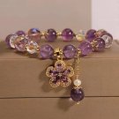 ZAKOL Exquisite Purple Crystal Beads Zircon Charm Bracelet for Women Girls Cute Model Style B