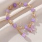 Purple Butterfly Charm Beaded Stretch Bracelet For Women Multi Color Crack Model ASL701541