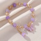 Purple Butterfly Charm Beaded Stretch Bracelet For Women Multi Color Crack Model ASL701561P