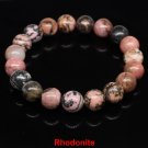 Natural Stone Bracelet Amethyst Tiger Eye Rose Quartz Obsidian Agate Beads Model Rhodonite