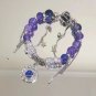 Korean Pink Crystal Flowers Butterfly Pendant Beaded Bracelet for Women Sweet Model X