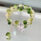 Korean Pink Crystal Flowers Butterfly Pendant Beaded Bracelet for Women Sweet Model V Korean Pink Crystal Flowers Butterfly Pendant Beaded Bracelet for Women Sweet Model V
