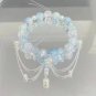 Korean Pink Crystal Flowers Butterfly Pendant Beaded Bracelet for Women Sweet Model P