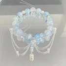 Korean Pink Crystal Flowers Butterfly Pendant Beaded Bracelet for Women Sweet Model D Korean Pink Crystal Flowers Butterfly Pendant Beaded Bracelet for Women Sweet Model D