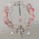 Korean Pink Crystal Flowers Butterfly Pendant Beaded Bracelet for Women Sweet Model E Korean Pink Crystal Flowers Butterfly Pendant Beaded Bracelet for Women Sweet Model E
