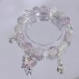 Korean Pink Crystal Flowers Butterfly Pendant Beaded Bracelet for Women Sweet Model E