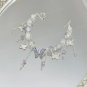 Korean Pink Crystal Flowers Butterfly Pendant Beaded Bracelet for Women Sweet Model B