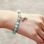 Fashion Natural Blue Chalcedony Beads Bracelet Cute Elephant Pendant Charm Model Amethyst