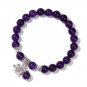 Fashion Natural Blue Chalcedony Beads Bracelet Cute Elephant Pendant Charm Model Purple