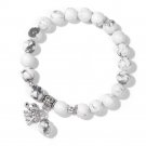 Fashion Natural Blue Chalcedony Beads Bracelet Cute Elephant Pendant Charm Model White Fashion Natural Blue Chalcedony Beads Bracelet Cute Elephant Pendant Charm Model White