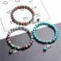 Fashion Natural Blue Chalcedony Beads Bracelet Cute Elephant Pendant Charm Model White Quartz