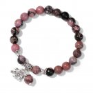 Fashion Natural Blue Chalcedony Beads Bracelet Cute Elephant Pendant Charm Model Rhodonite