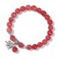 Fashion Natural Blue Chalcedony Beads Bracelet Cute Elephant Pendant Charm Model Pink