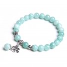 Fashion Natural Blue Chalcedony Beads Bracelet Cute Elephant Pendant Charm Model chalcedony