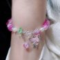 Hot Selling Butterfly Shape Ice Cracking Crystal Beaded Strand Hand Bracelets Model Pink
