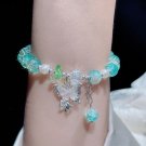 Hot Selling Butterfly Shape Ice Cracking Crystal Beaded Strand Hand Bracelets Model Blue