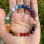 Bracelets Women Healing Tiger Eyes Amethyst Gemstone 7 Chakra Beads Bangles Model Gold