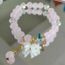 Korean Colorful Lily Valley Flower Bracelets for Women Fashion Sweet Crystal Model Pink White