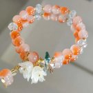 Korean Colorful Lily Valley Flower Bracelets for Women Fashion Sweet Crystal Model Orange
