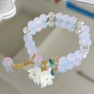 Korean Colorful Lily Valley Flower Bracelets for Women Fashion Sweet Crystal Model Blue
