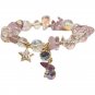 ZAKOL Versatile Purple Crystal Bead Bracelet With Star Zircon Pendant Shiny Model B