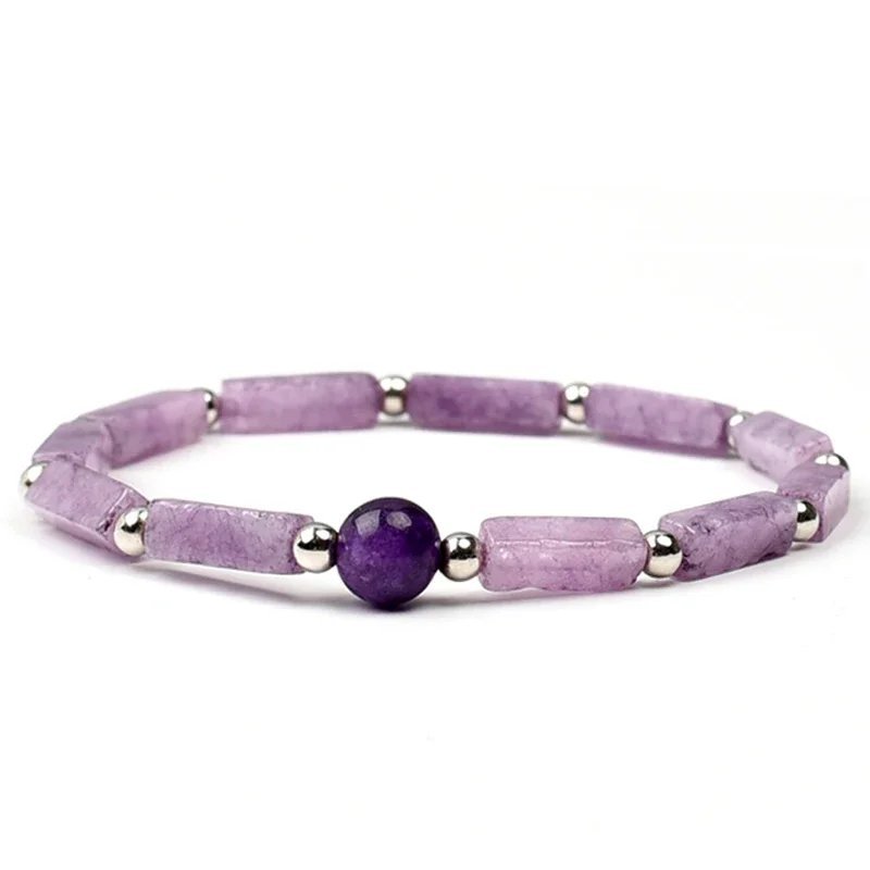 Natural Amethyst Body-purify Slimming Bracelet Stone Energy Yoga Bracelets for Model Purple