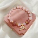 Gold Plated Mermaid Tail Pink Strawberry Crystal Beads Beaded Strand Bracelets Model Pink